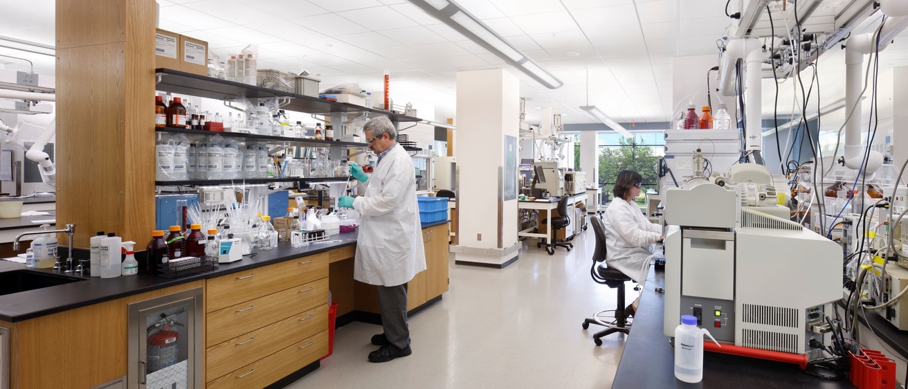 Two people working in a lab